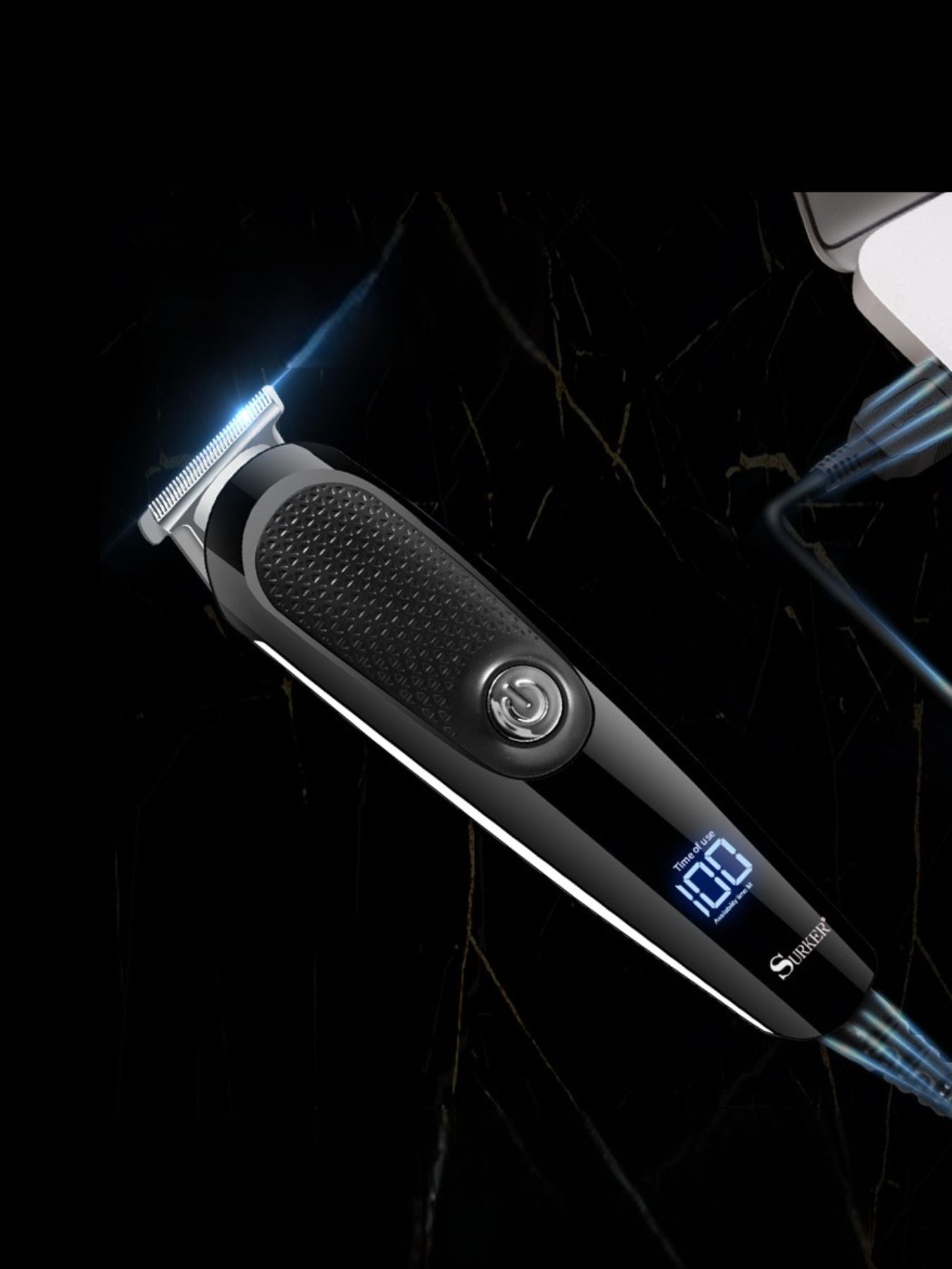 Black professional cordless hair clipper by Trendsi with ergonomic design and stainless steel blades for precise cutting.