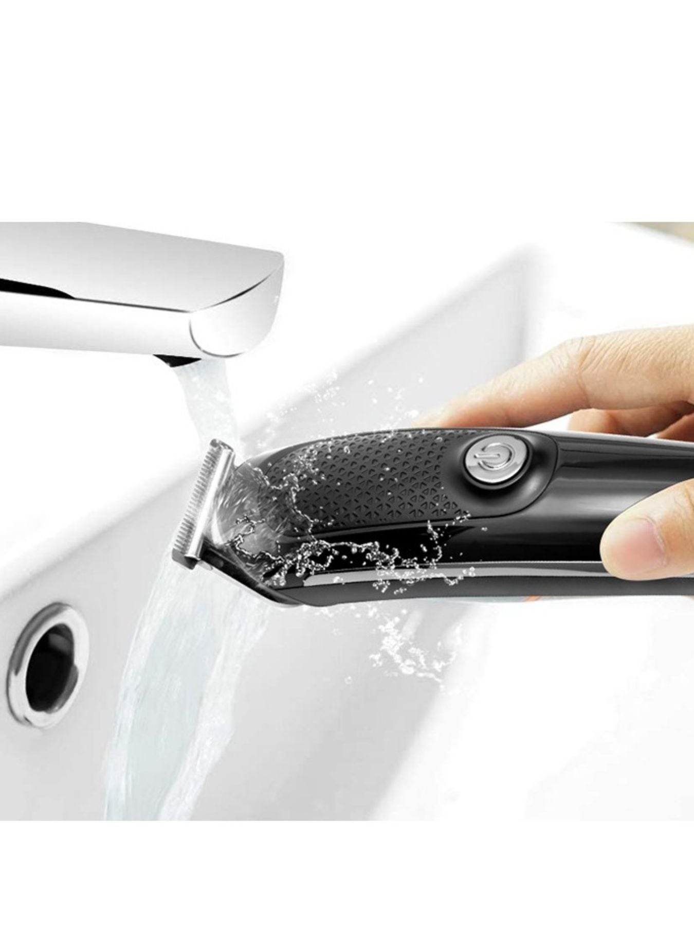 Black professional cordless hair clipper by Trendsi with a sleek design and adjustable blades for precise haircutting.