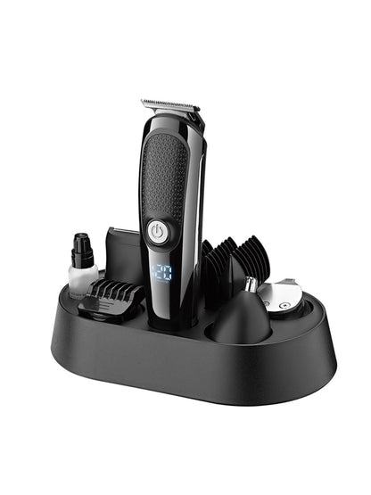 Black professional cordless hair clipper from Trendsi with ergonomic design and adjustable blades for precise haircutting.