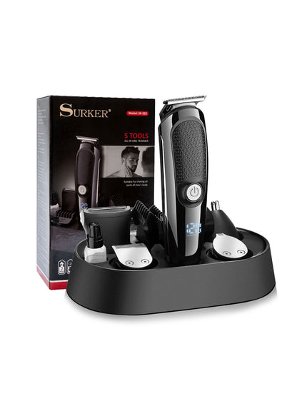 Black cordless professional hair clipper from Trendsi, with ergonomic design and adjustable blades for precise hair cutting.