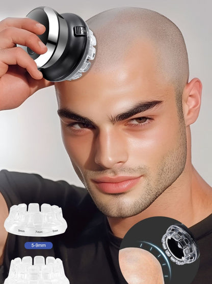 Rechargeable bald head hair clipper by Trendsi in black, showing the clipper with a sleek design and adjustable blade for grooming.