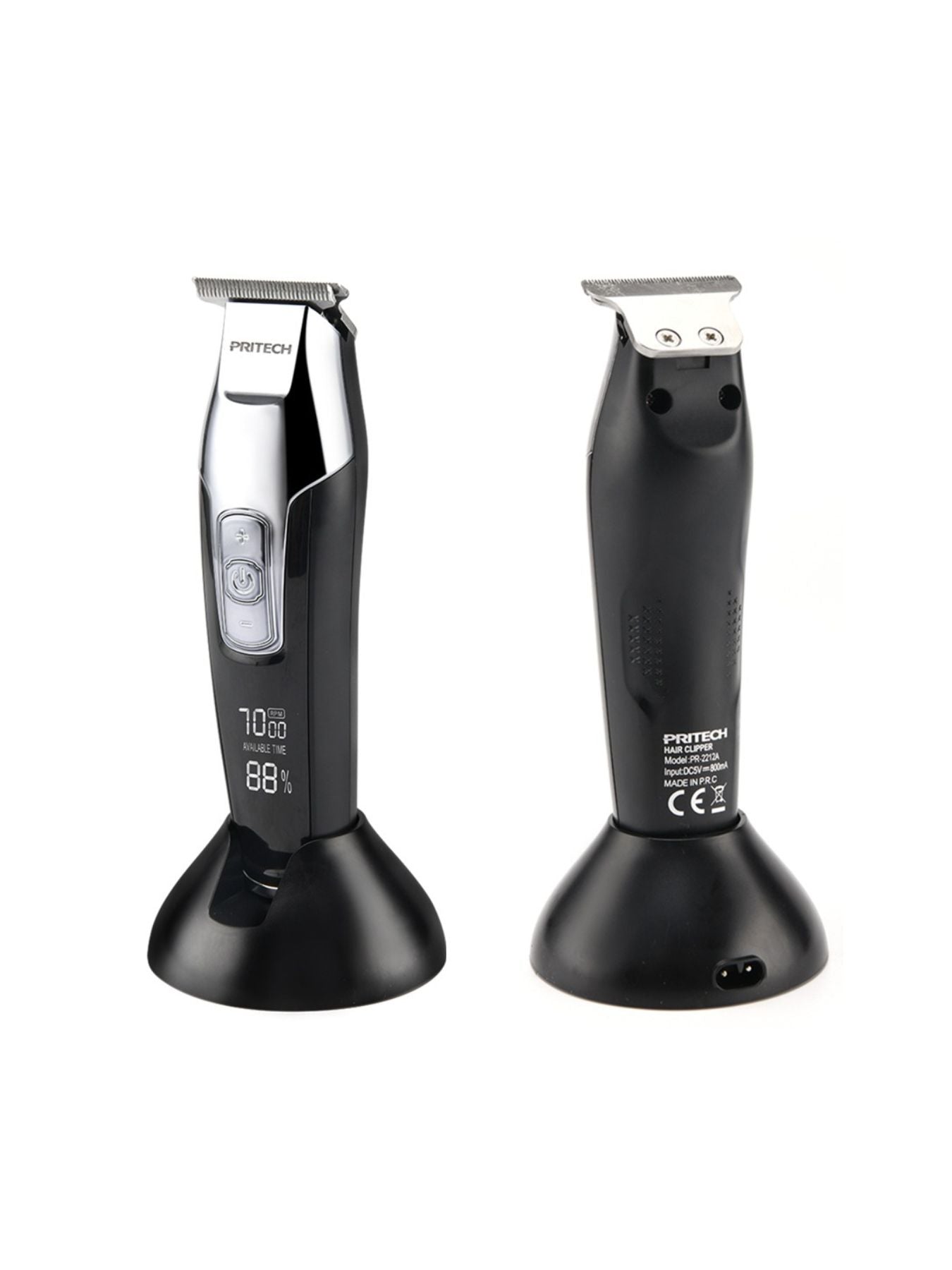 Black rechargeable cordless hair clipper from Trendsi with a sleek design, ideal for easy, cordless hair cutting at home or salon.