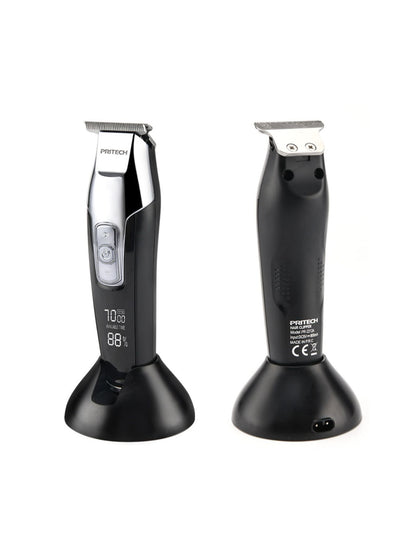 Black rechargeable cordless hair clipper from Trendsi with a sleek design, ideal for easy, cordless hair cutting at home or salon.