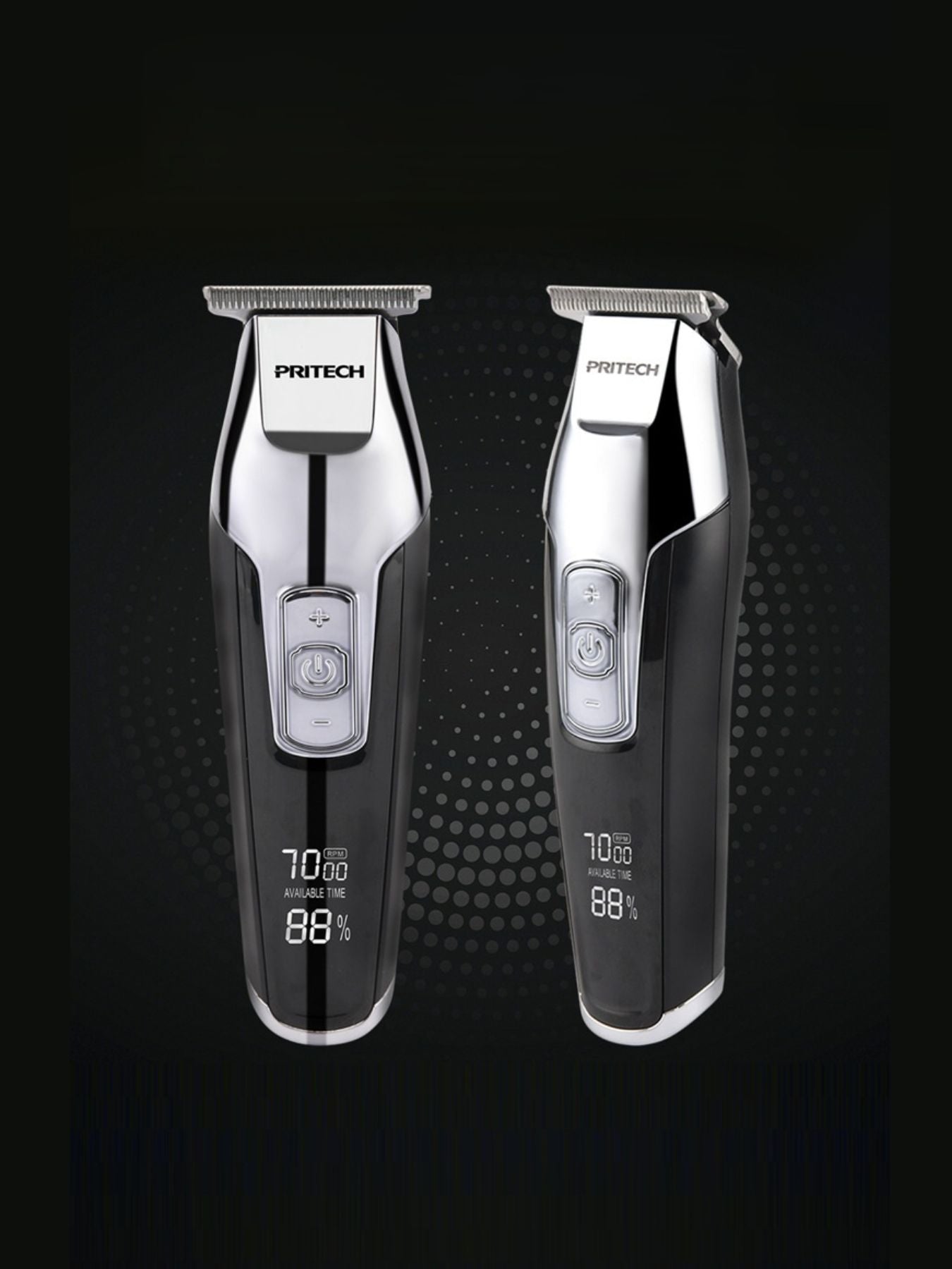 Black rechargeable cordless hair clipper from Trendsi, with adjustable blades and ergonomic design for easy styling.