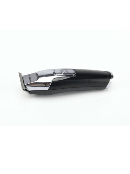 Black rechargeable cordless hair clipper by Trendsi with ergonomic design and adjustable blades for precise haircutting.
