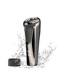 Black Trendsi rechargeable electric rotary shaver with multiple rotary blades and ergonomic design for a close, comfortable shave.