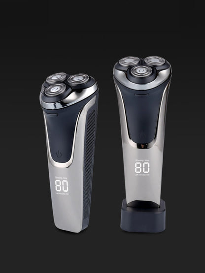 Black rechargeable electric rotary shaver by Trendsi with a sleek design, suitable for close grooming and shaving.
