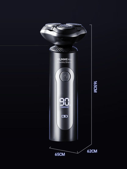 Black rechargeable electric shaver by Trendsi with a sleek design and one-size-fits-all grooming head.