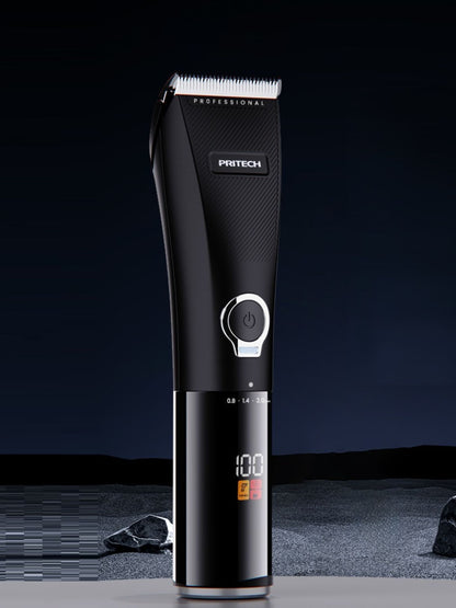 Black rechargeable hair clipper from Trendsi with adjustable blades and ergonomic design for easy grooming.