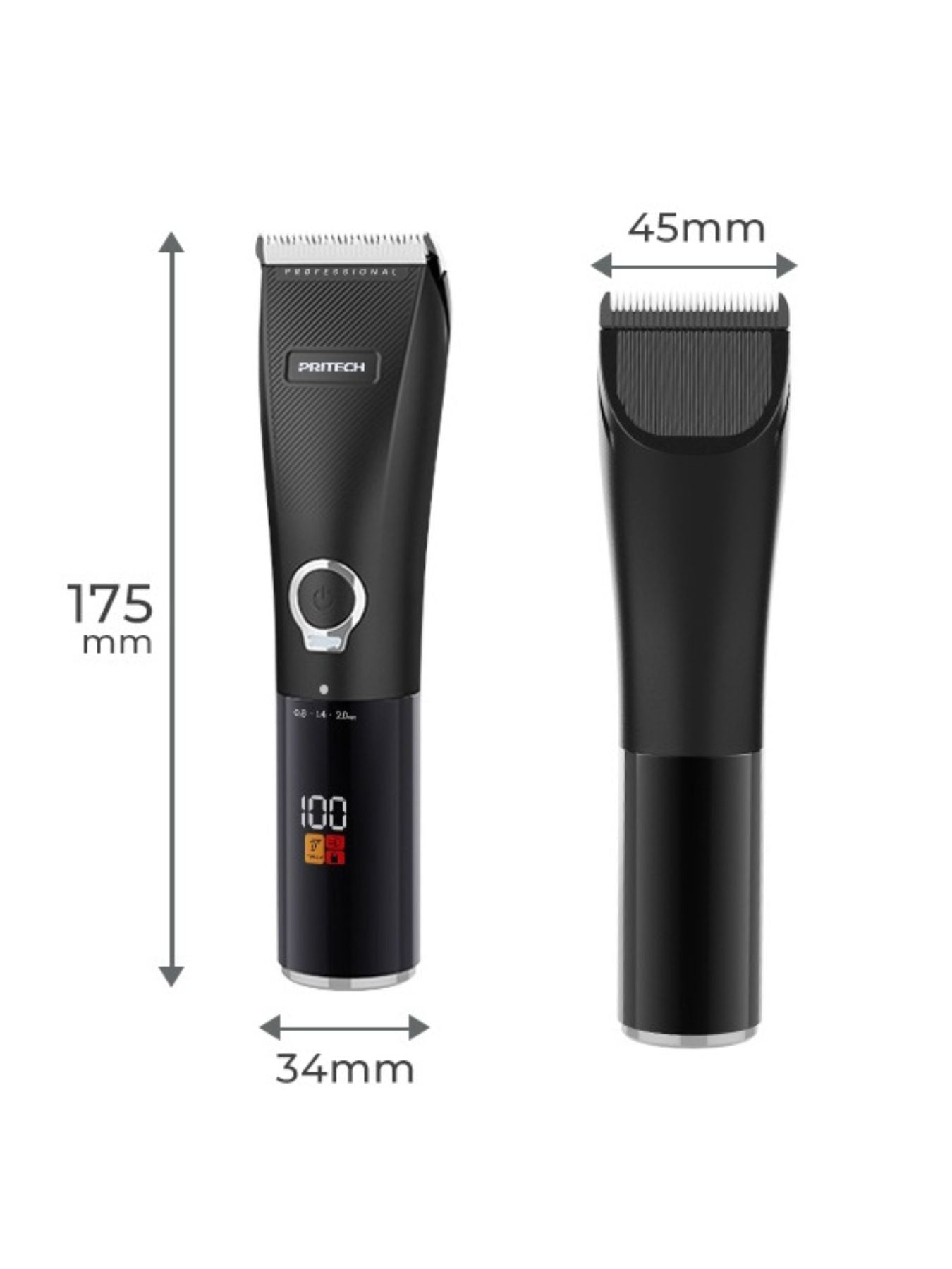 Black rechargeable hair clipper from Trendsi, showcasing a sleek, cordless design with adjustable blades for haircutting.