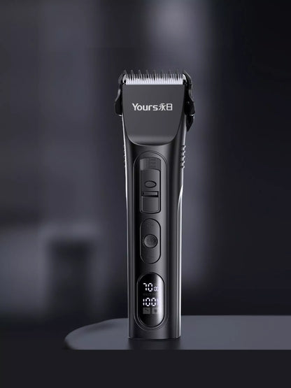 Black rechargeable hair clipper from Trendsi with adjustable blades and ergonomic design for easy grooming.