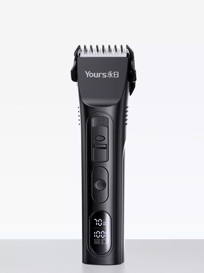 Black rechargeable hair clipper by Trendsi, featuring a sleek design and adjustable blades for easy hair trimming.