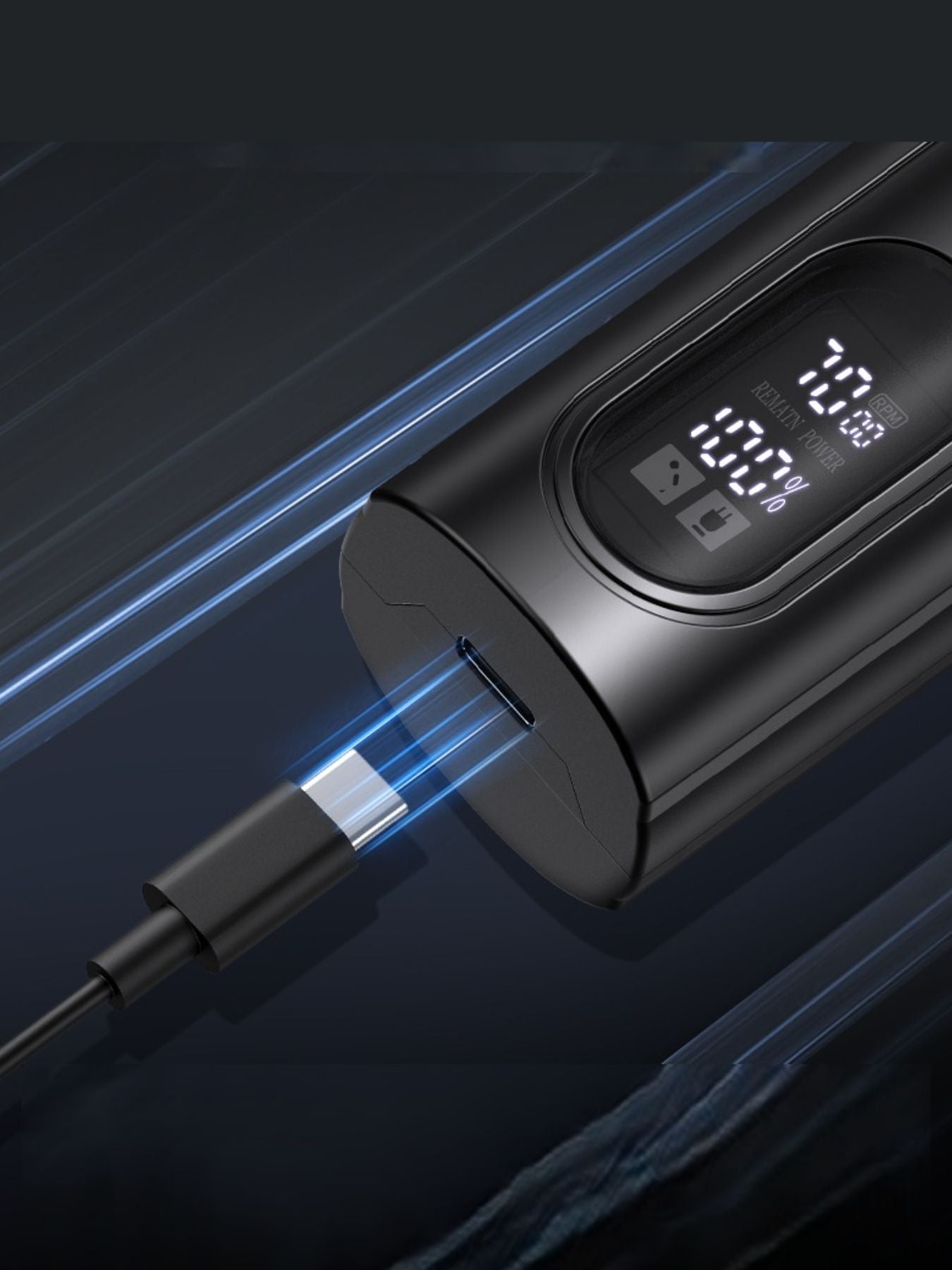 Black rechargeable hair clipper from Trendsi with a sleek design, suitable for professional and home grooming.