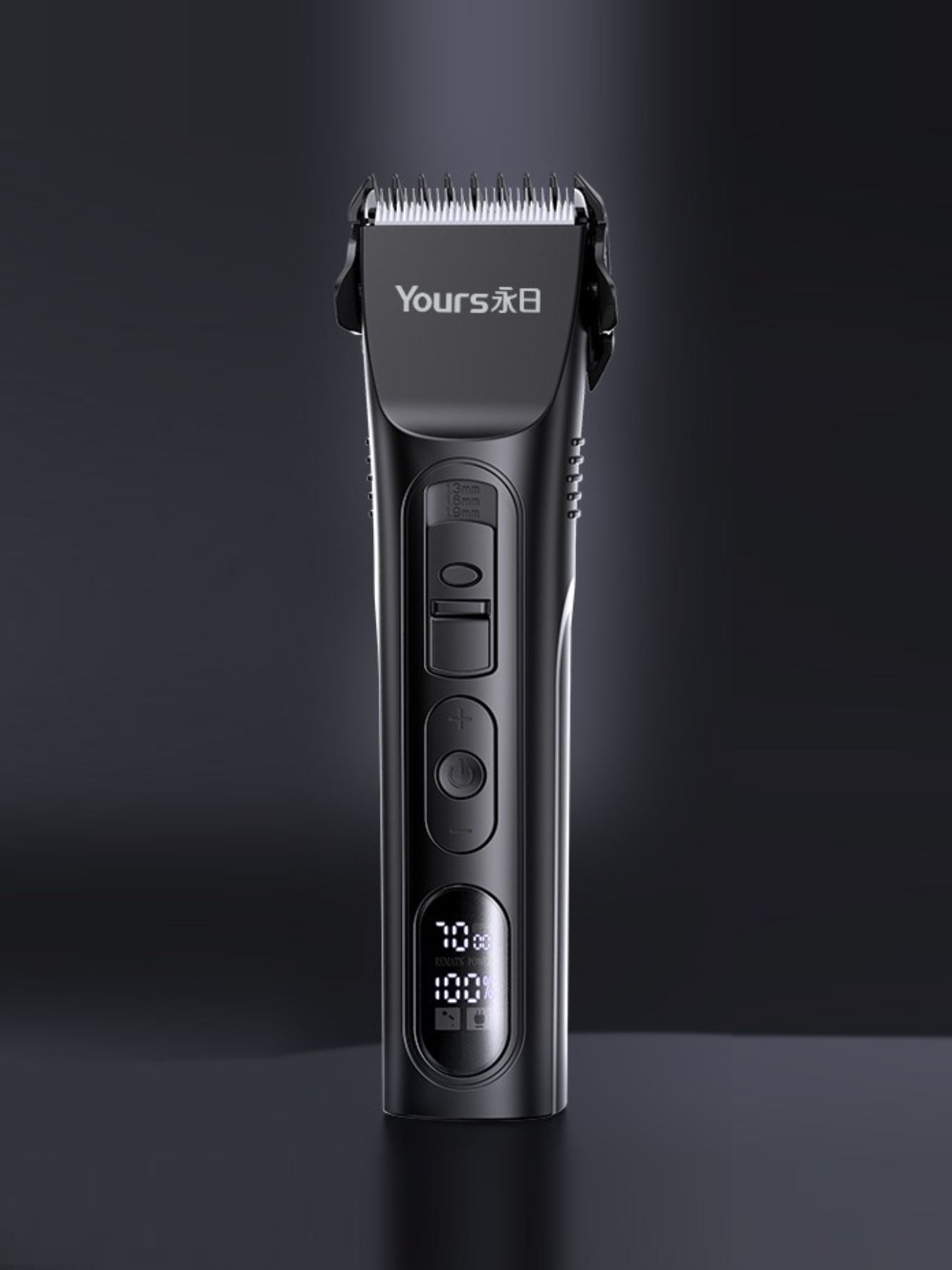 Black rechargeable hair clipper from Trendsi with adjustable blades and ergonomic design for easy styling.