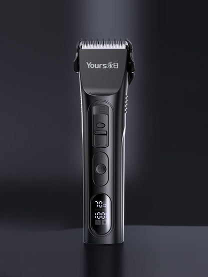 Black rechargeable hair clipper from Trendsi with adjustable blades and ergonomic design for easy styling.