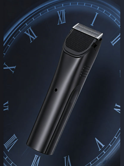 Black rechargeable hair clipper from Trendsi with ergonomic design, suitable for versatile haircutting at home or salon.