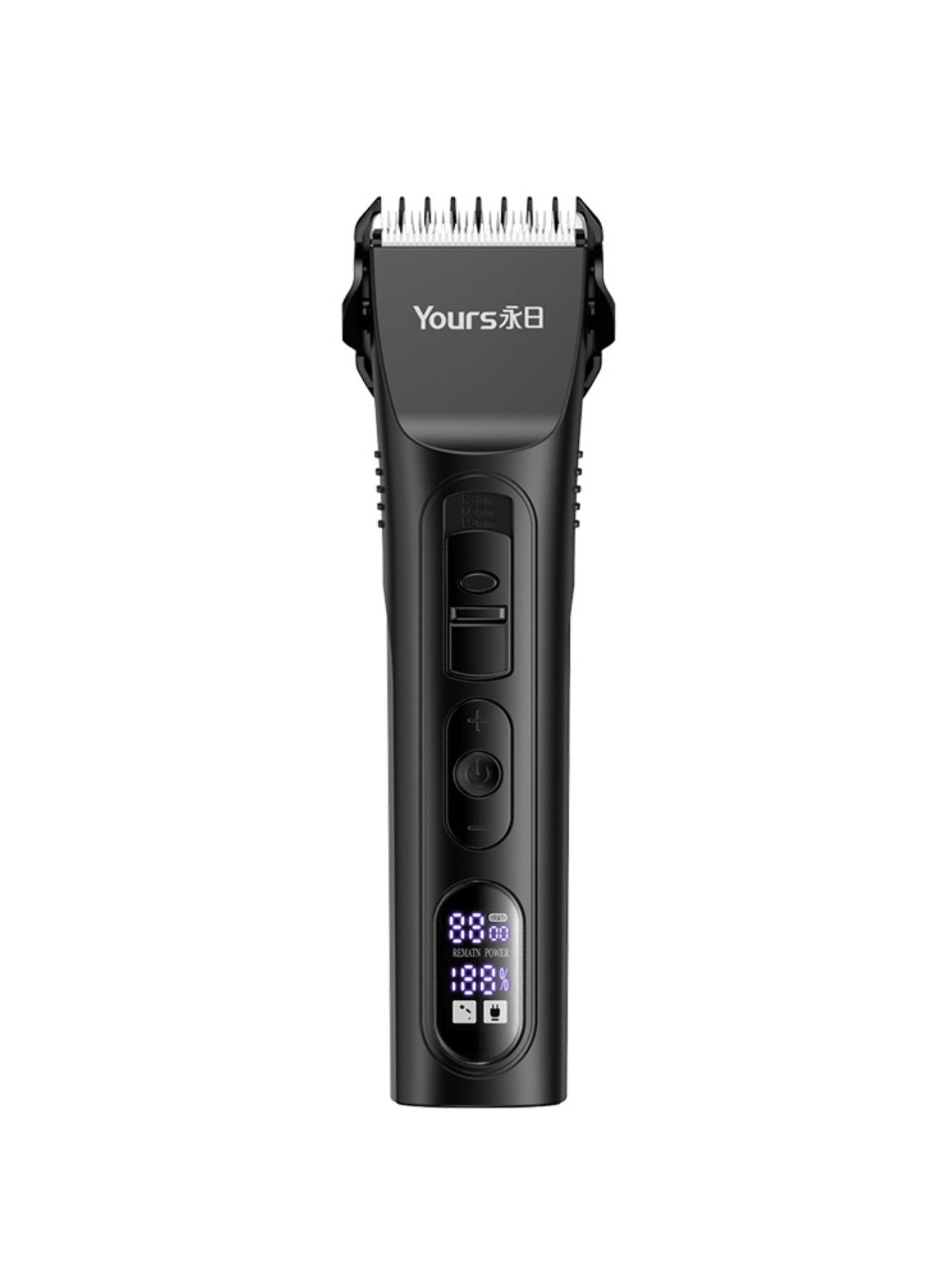 Black rechargeable hair clipper from Trendsi with a sleek design, suitable for professional or personal grooming.