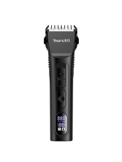 Black rechargeable hair clipper from Trendsi with a sleek design, suitable for professional or personal grooming.