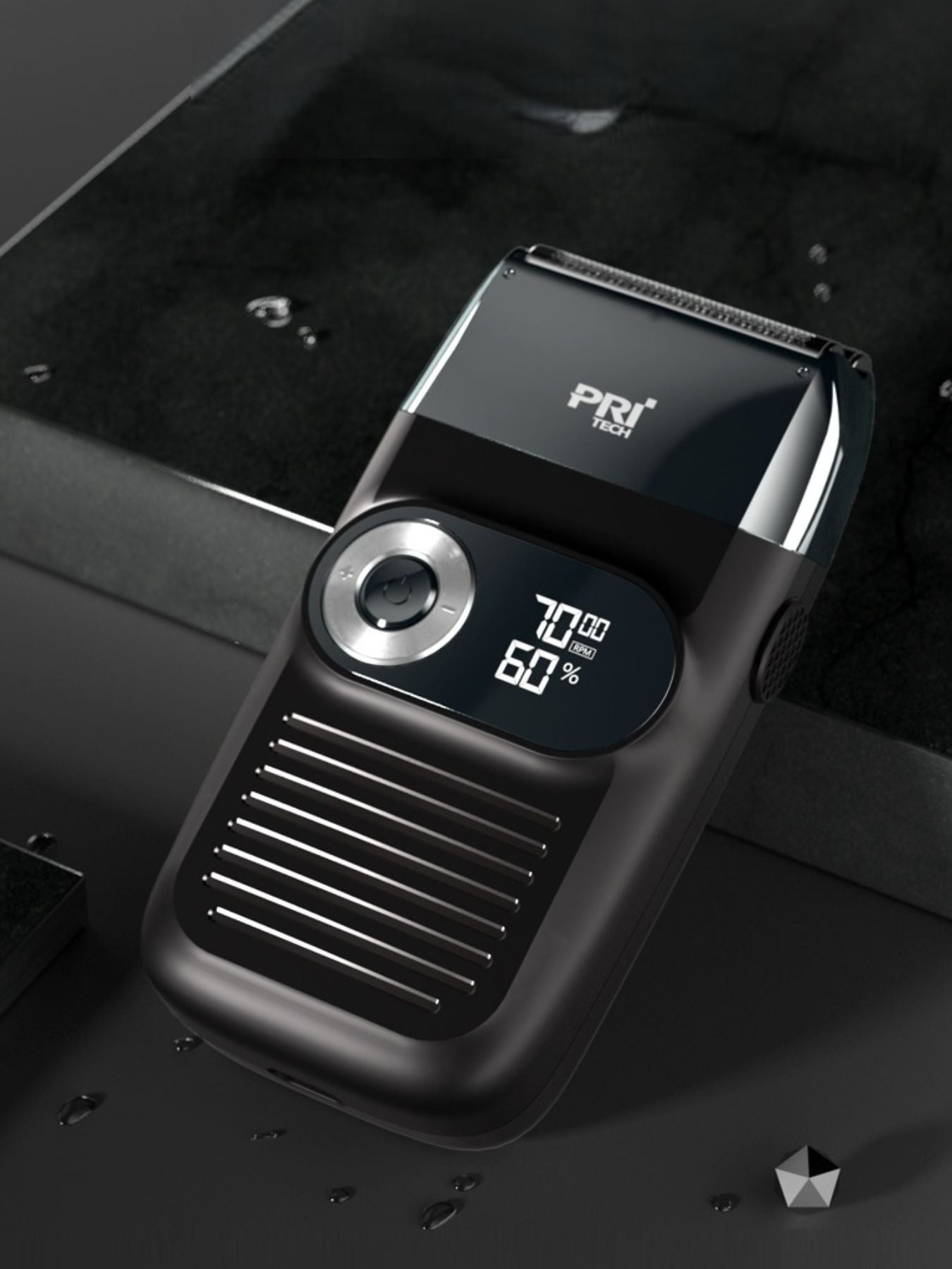 Black rechargeable hair clipper by Trendsi with a sleek design and adjustable blades for easy haircutting.