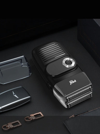 Black rechargeable hair clipper from Trendsi with a sleek design, suitable for precise hair cutting.