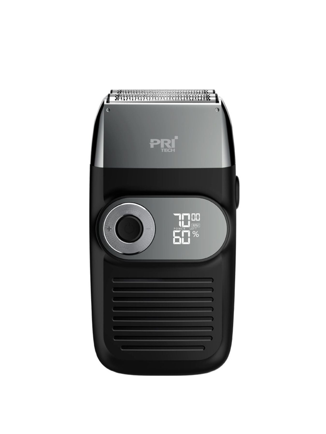 Black rechargeable hair clipper from Trendsi with adjustable blades and ergonomic design, suitable for professional grooming.
