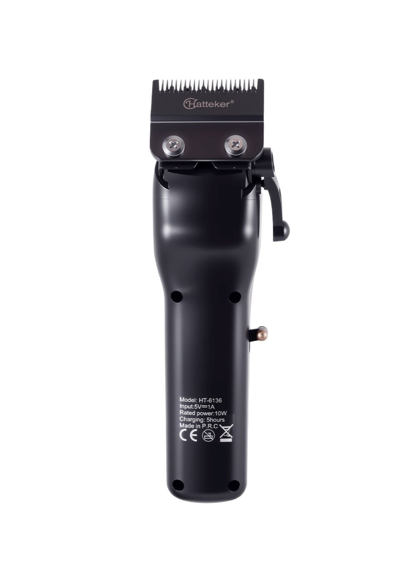 Black rechargeable hair clipper from Trendsi with adjustable blades, compact design, and ergonomic grip for easy grooming.