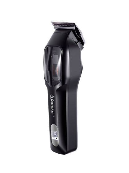 Black rechargeable hair clipper by Trendsi with adjustable blades and ergonomic design for precise hair trimming.
