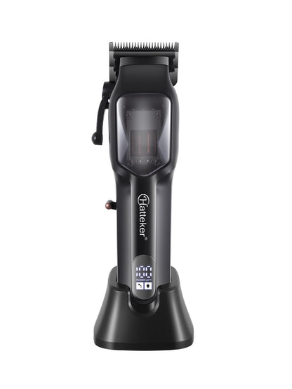 Black rechargeable hair clipper from Trendsi with a sleek design, suitable for professional or home grooming.