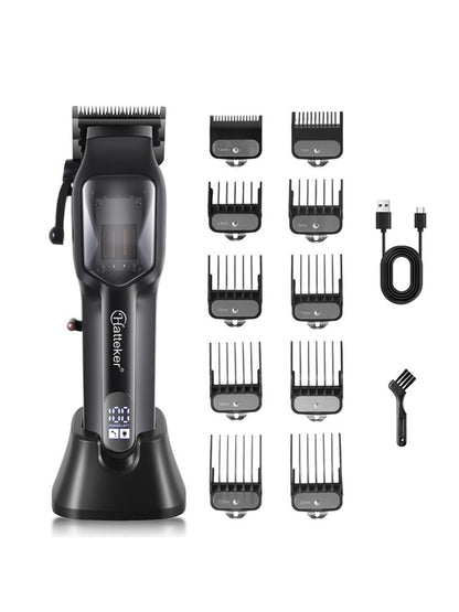 Black rechargeable hair clipper from Trendsi with a sleek design, suitable for precise hair trimming and styling.