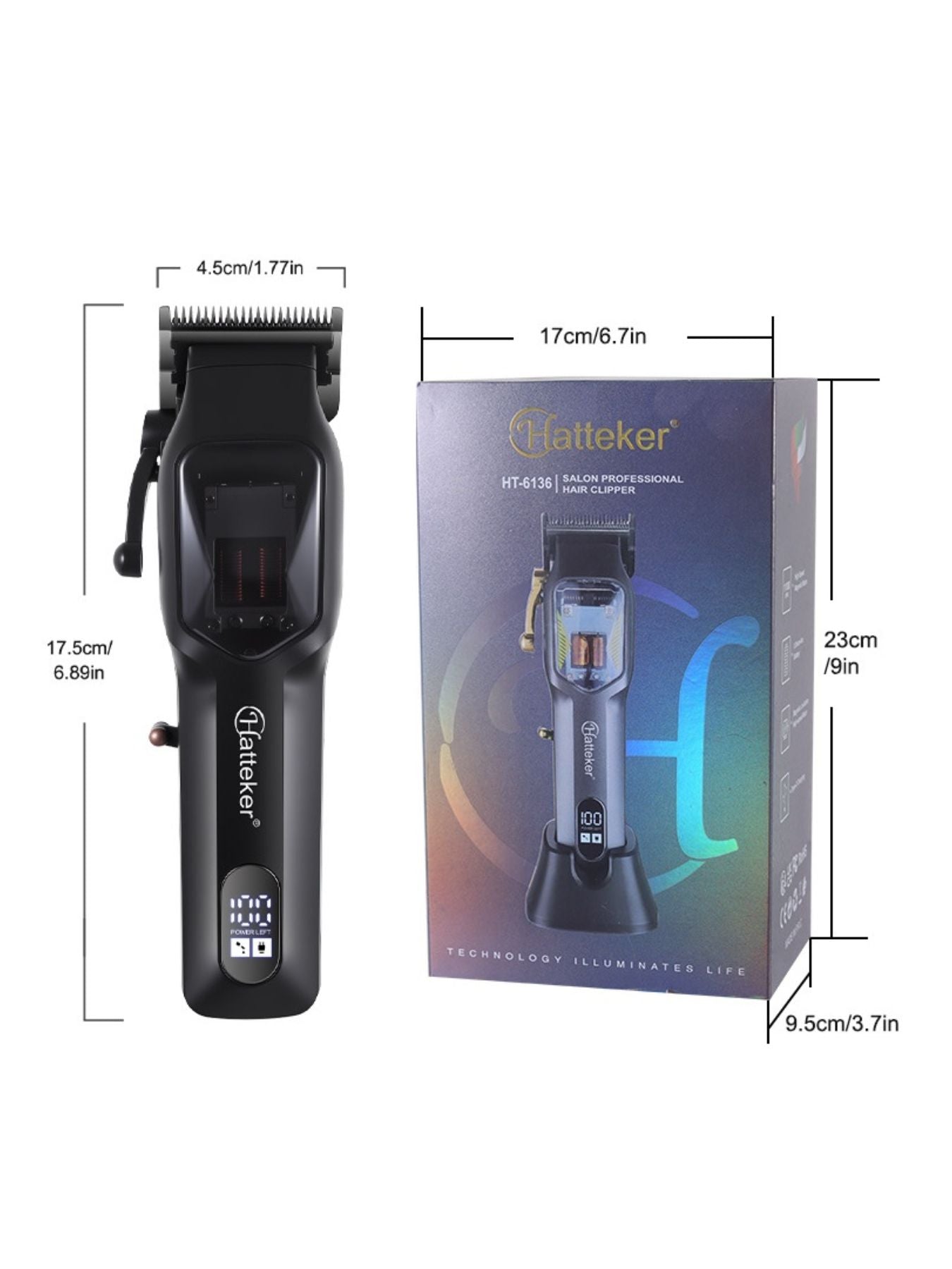 Black rechargeable hair clipper by Trendsi with adjustable blades and ergonomic design for home grooming.