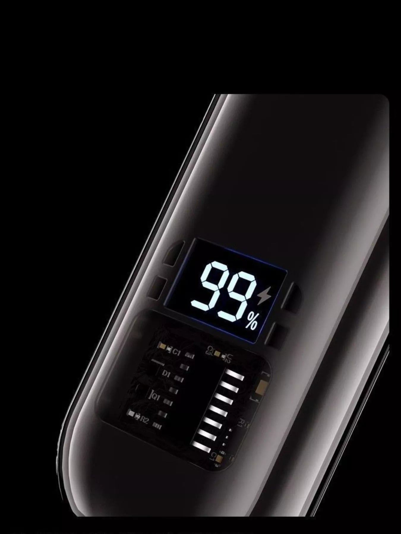 Black rechargeable LED display nose hair trimmer by Trendsi, showing the compact device with LED screen and trimming head.