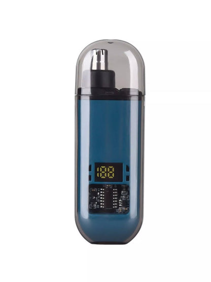 Black rechargeable LED display nose hair trimmer by Trendsi with a sleek design and compact size for easy grooming.