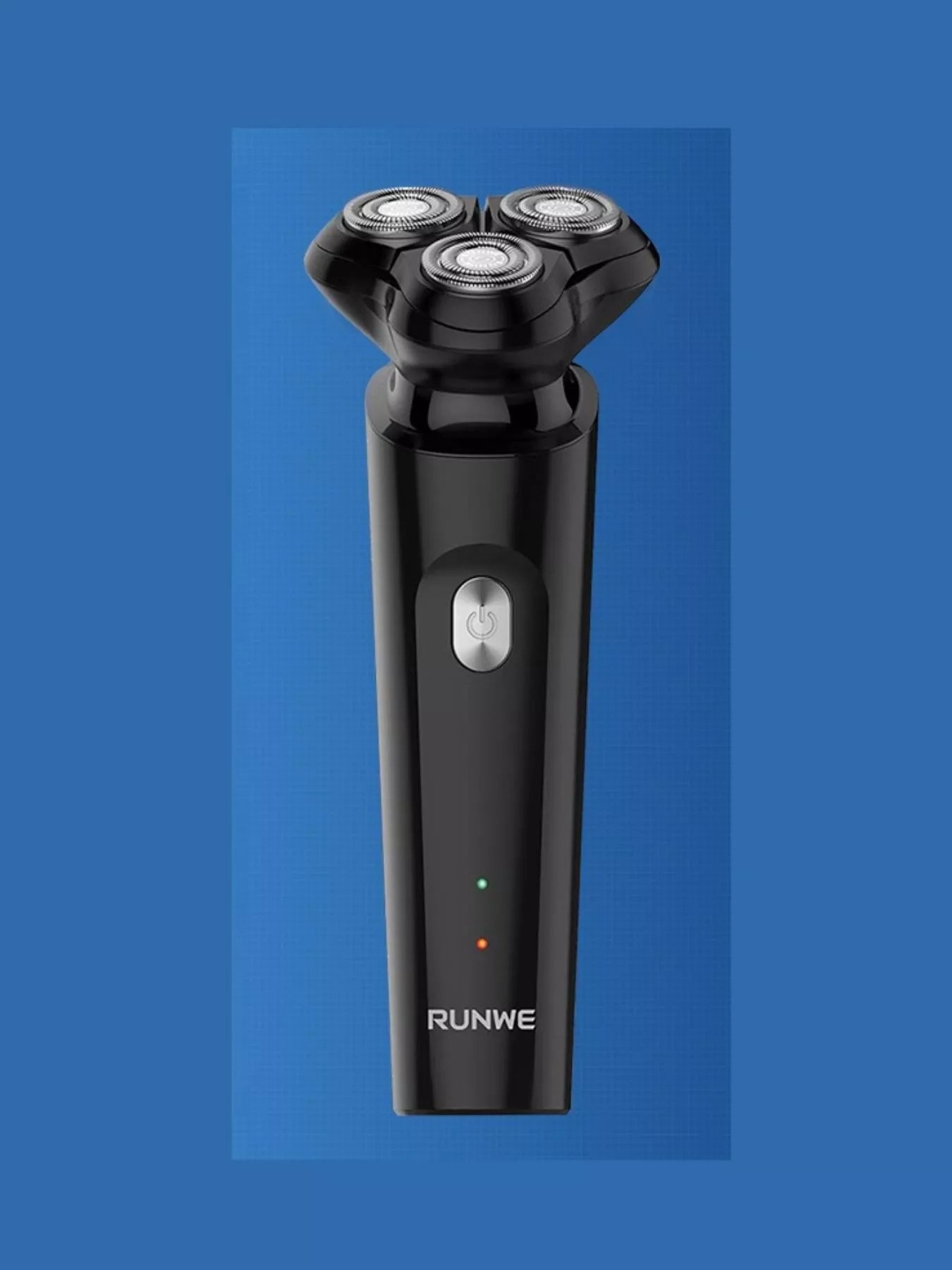 Black Trendsi rechargeable rotary shaver with multiple rotary blades and ergonomic design for a close, comfortable shave.