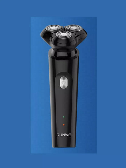 Black Trendsi rechargeable rotary shaver with multiple rotary blades and ergonomic design for a close, comfortable shave.