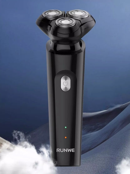 Black rechargeable rotary shaver from Trendsi with a sleek design and multiple rotary heads for a close, comfortable shave.
