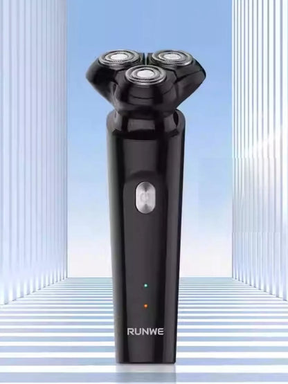 Black rechargeable rotary shaver from Trendsi with a sleek design, suitable for easy grooming and close shaves.