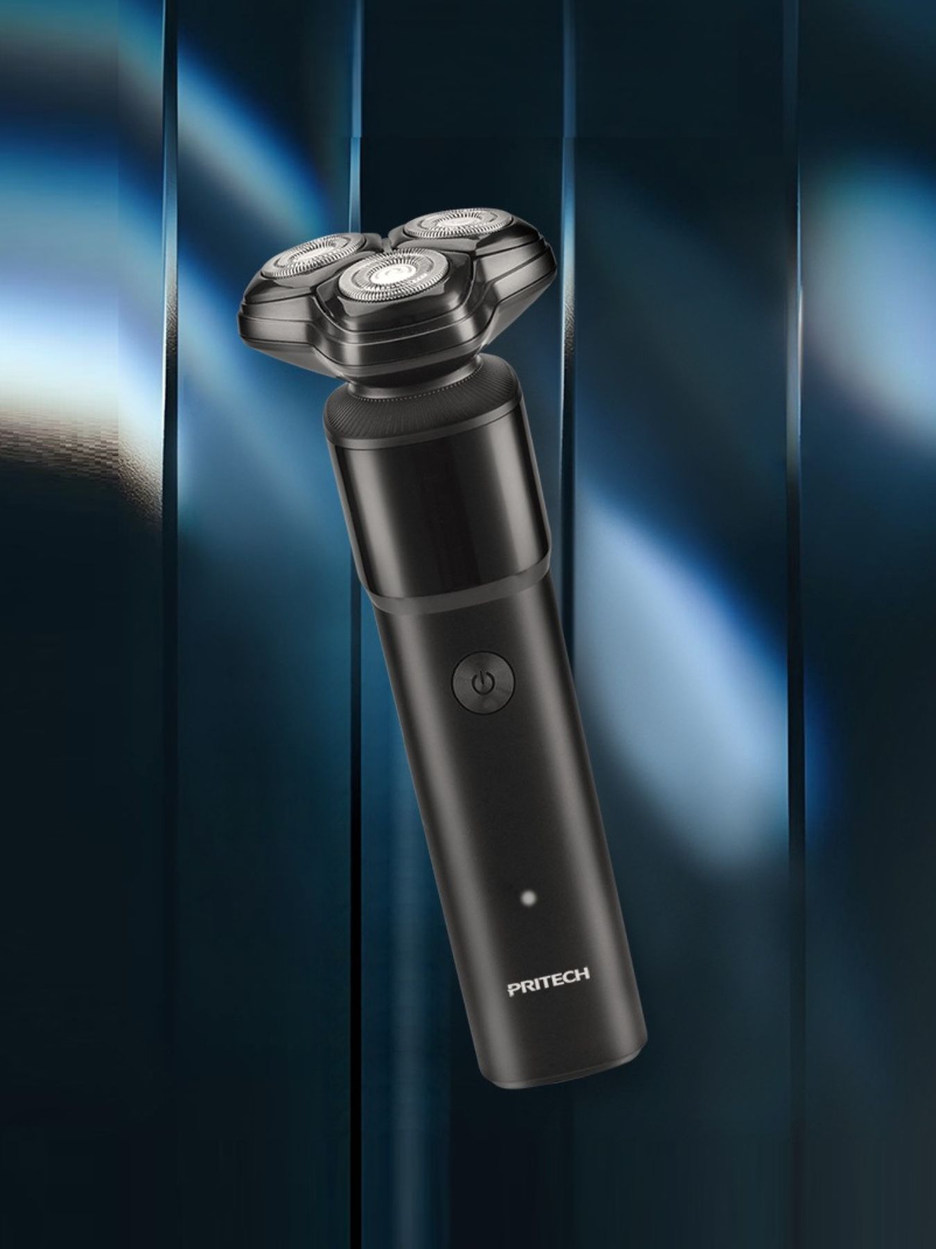 Black rechargeable rotary shaver from Trendsi with a sleek design, suitable for close grooming and easy handling.