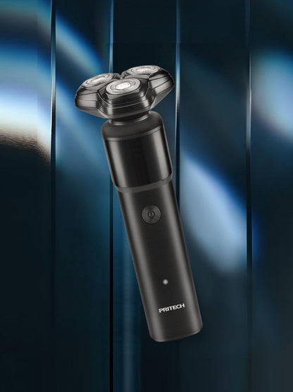 Black rechargeable rotary shaver from Trendsi with a sleek design, suitable for close grooming and easy handling.