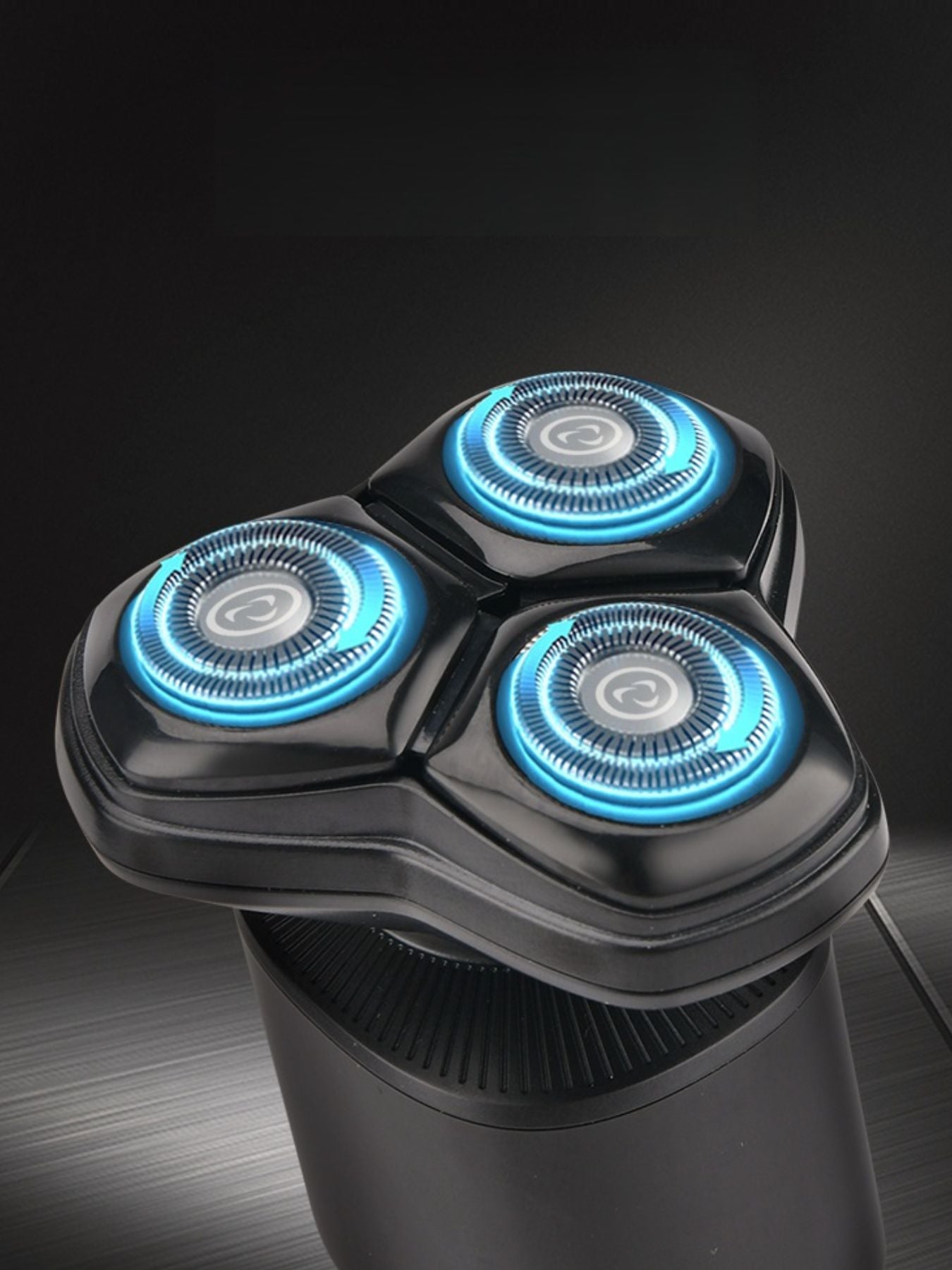 Black rechargeable rotary shaver by Trendsi with a sleek design, suitable for versatile grooming and close shaving.
