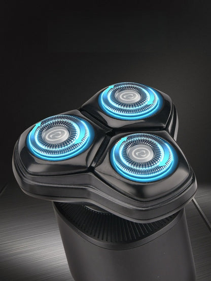 Black rechargeable rotary shaver by Trendsi with a sleek design, suitable for versatile grooming and close shaving.