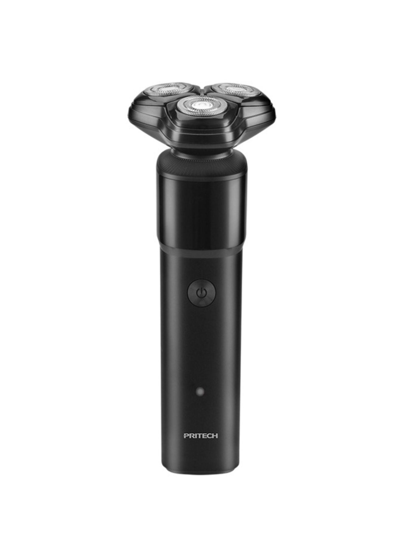 Black rechargeable rotary shaver by Trendsi with multiple rotary heads and ergonomic handle, suitable for close shaving.