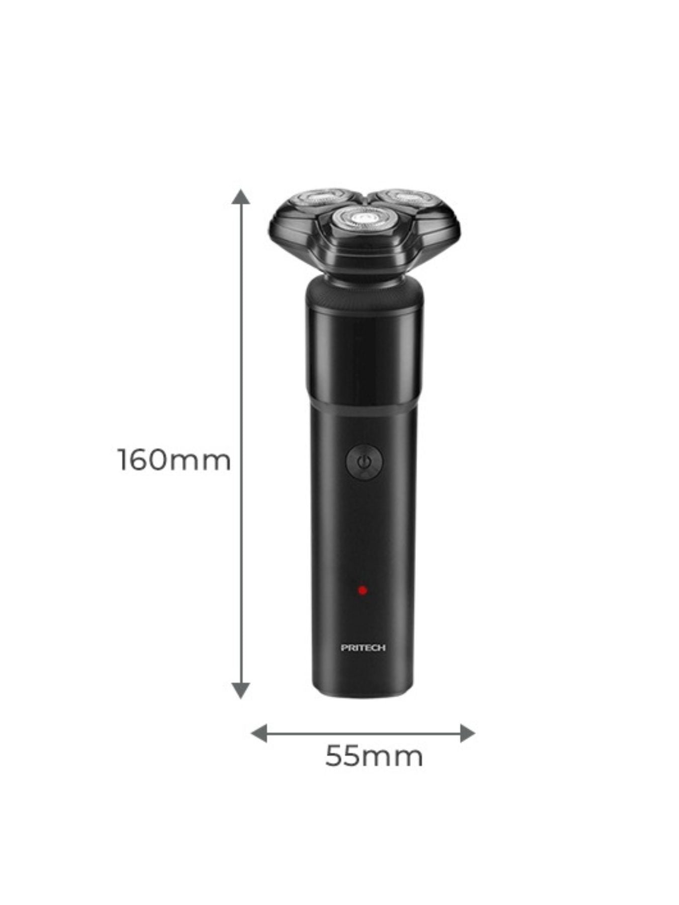 Black Trendsi rechargeable rotary shaver with a sleek design and multiple rotary heads for close, comfortable grooming.