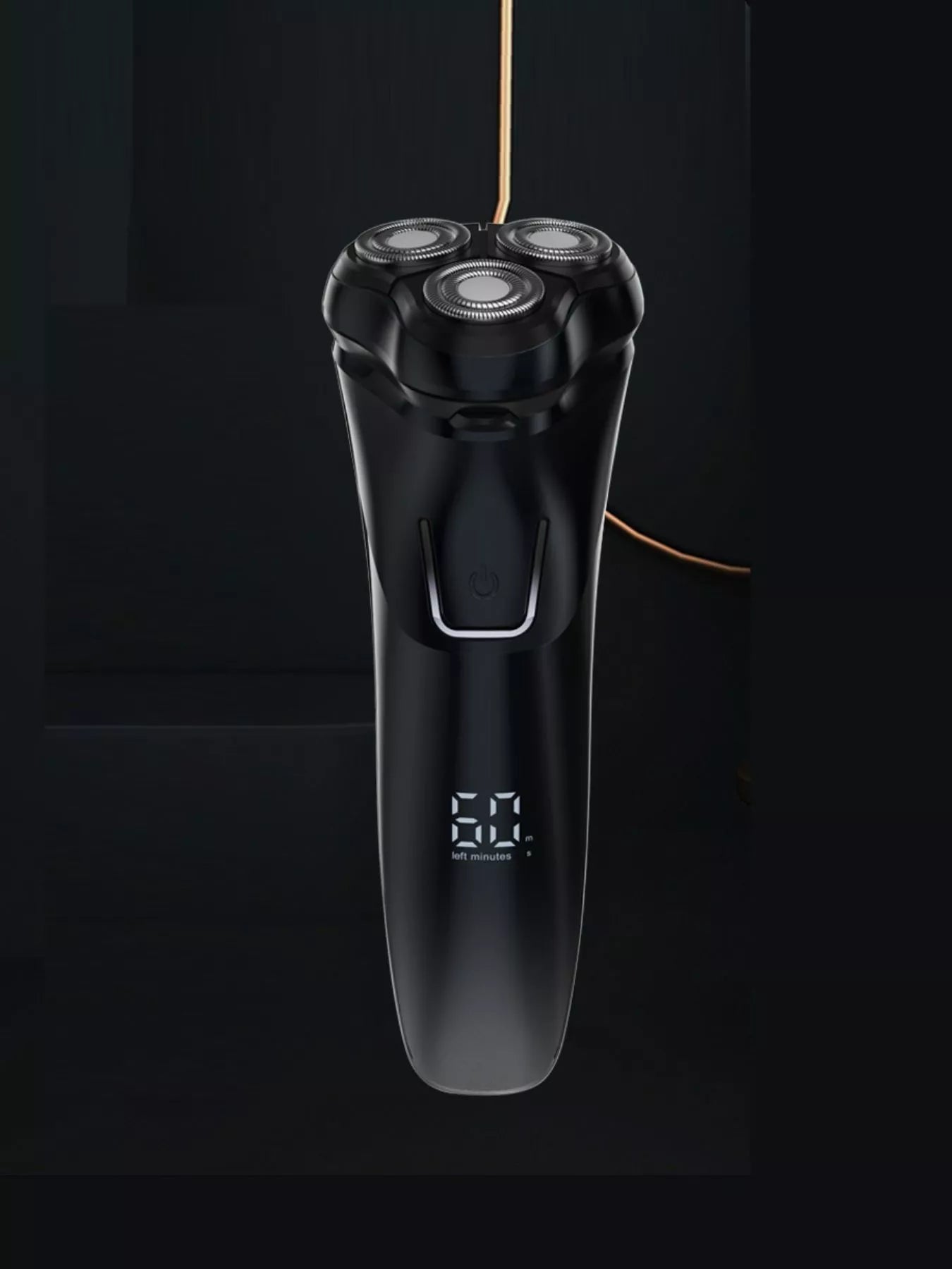 Black rechargeable rotary shaver from Trendsi with multiple rotary blades and ergonomic handle, designed for smooth, close shaving.