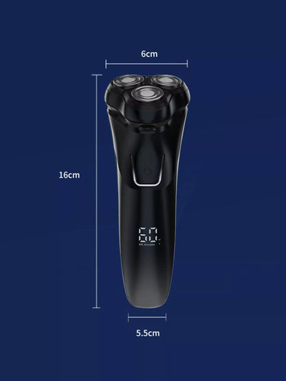 Black Trendsi rechargeable rotary shaver with ergonomic design and multiple rotary blades for a close, comfortable shave.
