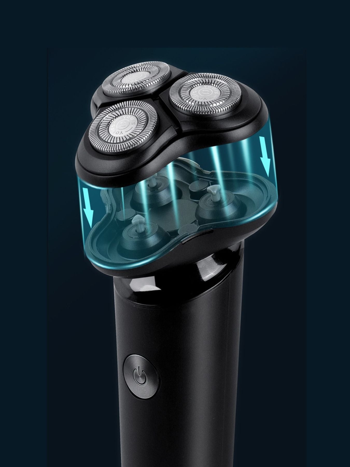 Black Trendsi rotary electric shaver with a sleek design, featuring multiple rotary blades for a close, comfortable shave.