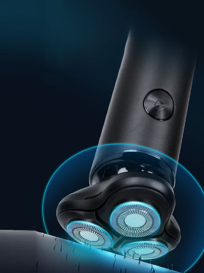 Black Trendsi rotary electric shaver with a sleek design and one-size handle, ideal for close, comfortable grooming.