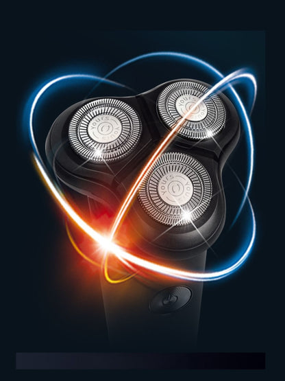 Black Trendsi rotary electric shaver with a sleek design, featuring multiple rotary blades for a close, comfortable shave.
