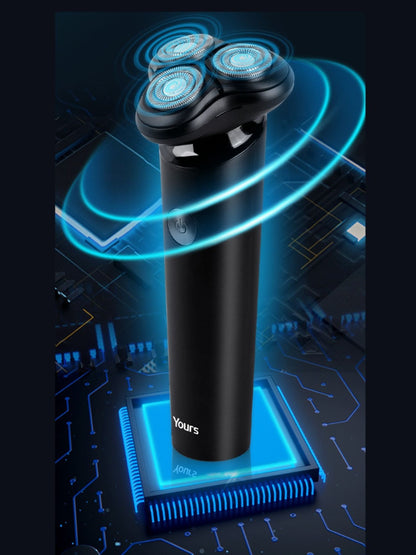Black Trendsi rotary electric shaver with a sleek design, featuring multiple rotary heads for close, comfortable shaving.
