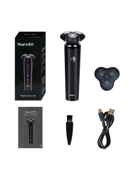 Black Trendsi rotary electric shaver with a sleek design and multiple rotary blades for a close, comfortable shave.