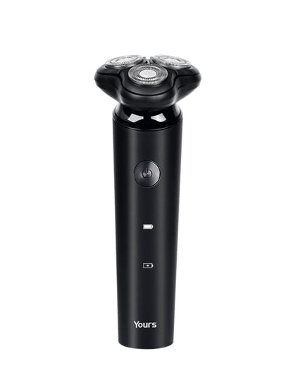Black Trendsi rotary electric shaver with a sleek design, featuring multiple rotary blades for a close, comfortable shave.